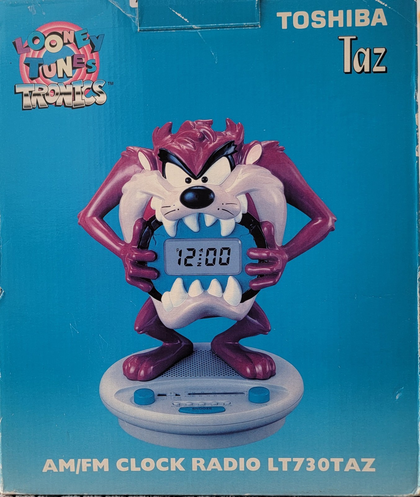 1997 Taz Tazmanian Devil Looney AM/FM Radio Toshiba Alarm Clock  Retro New 