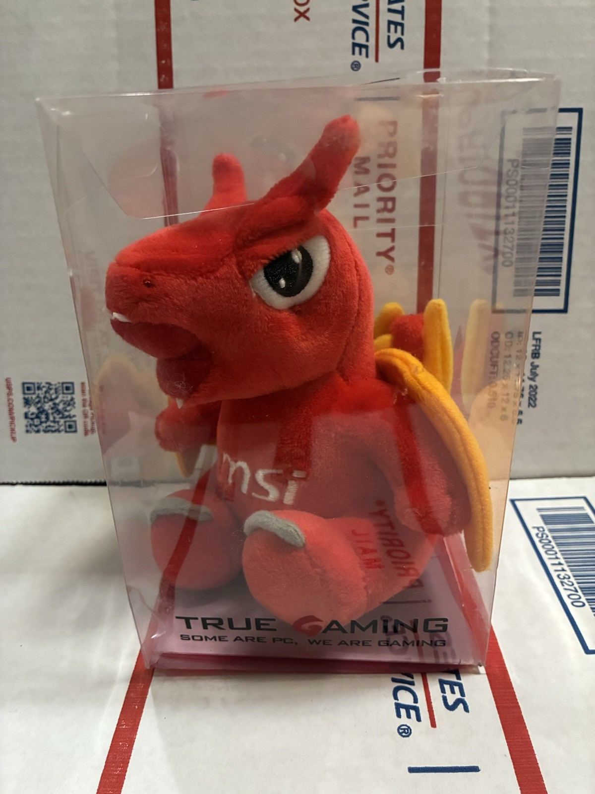 NEW NICE Hologram TAG MSI True Gaming Lucky Mascot Red Dragon doll Plush 6.5in,