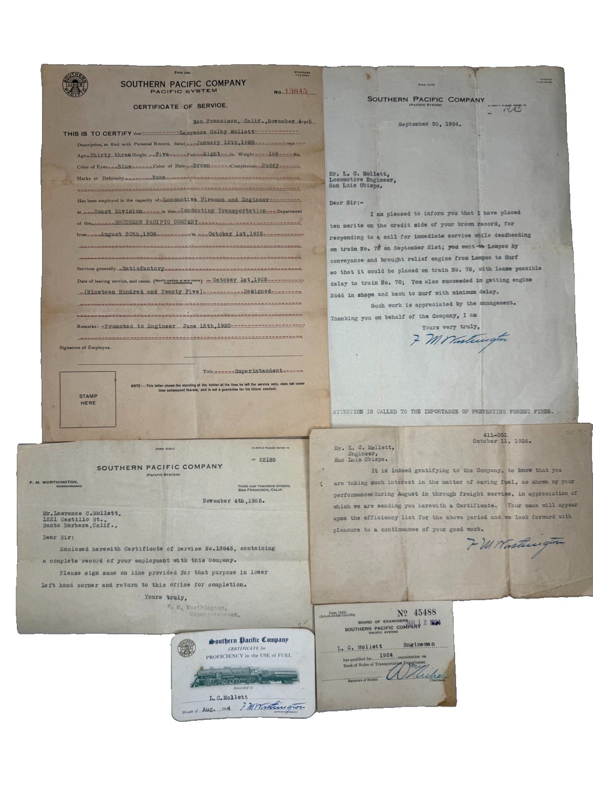 Vintage 1920s Southern Pacific Railroad San Luis Obispo Santa Barbara Ephemera 