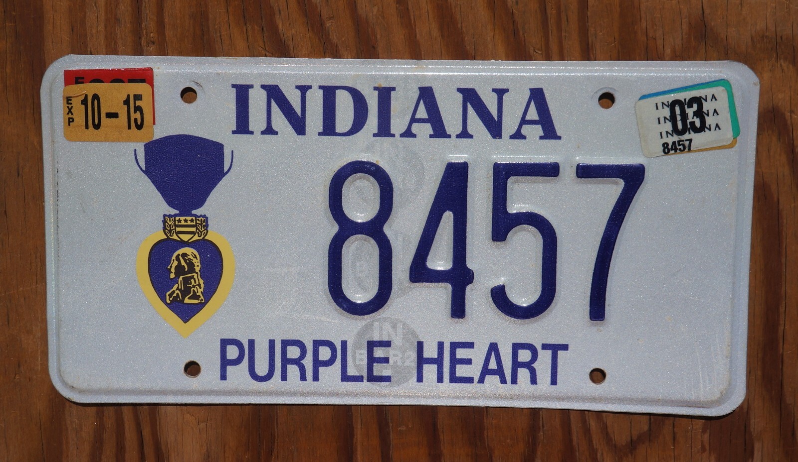 2003 Indiana License Plate - George Washington PURPLE HEART