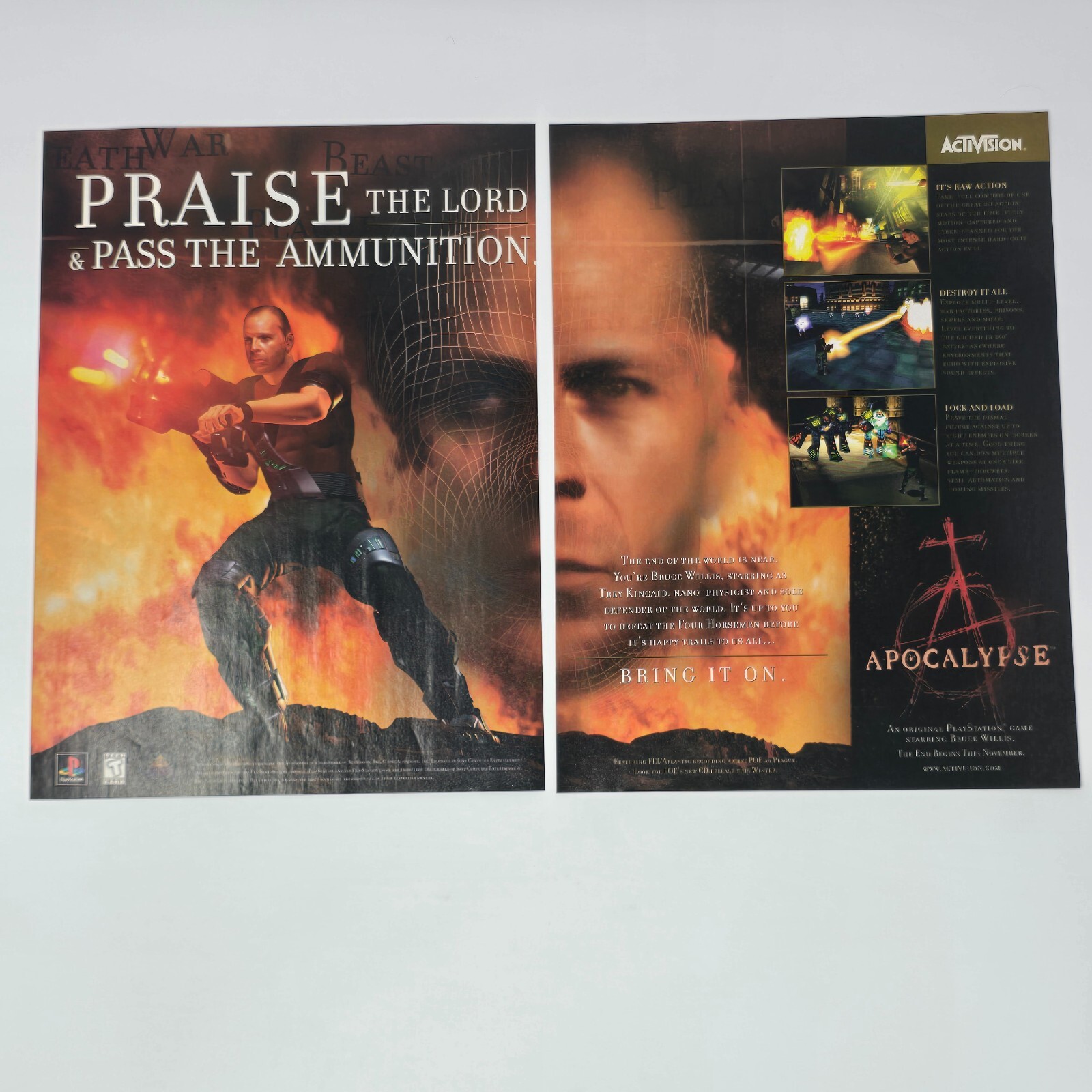 Apocalypse PlayStation 1 PS1 Bruce Willis Praise Print Ad/Poster Official Promo