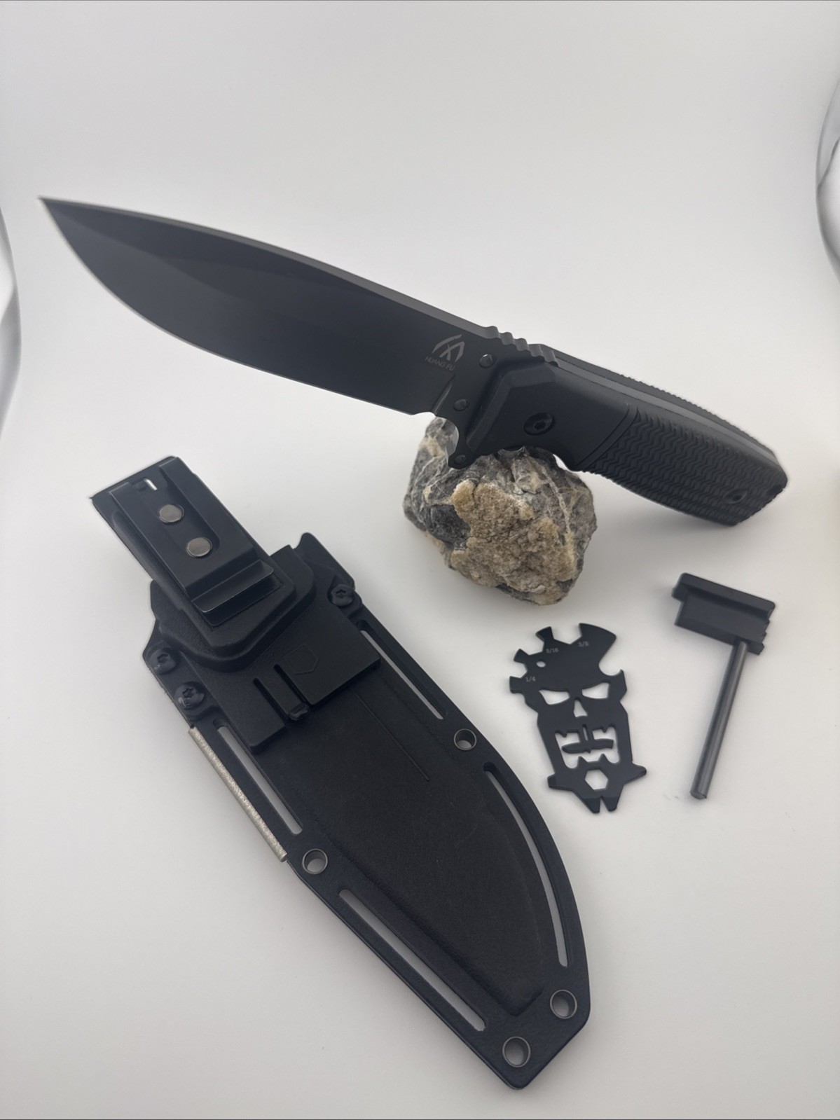 Blackout Tactical Fixed Blade Knife Sheath Hunting Survival Knife Sharpener+Tool