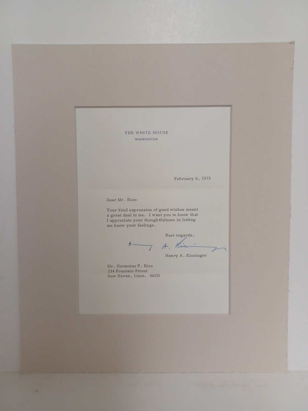 Henry Kissinger Signed White House Letter 1971 Autograph Framed Vintage Nixon
