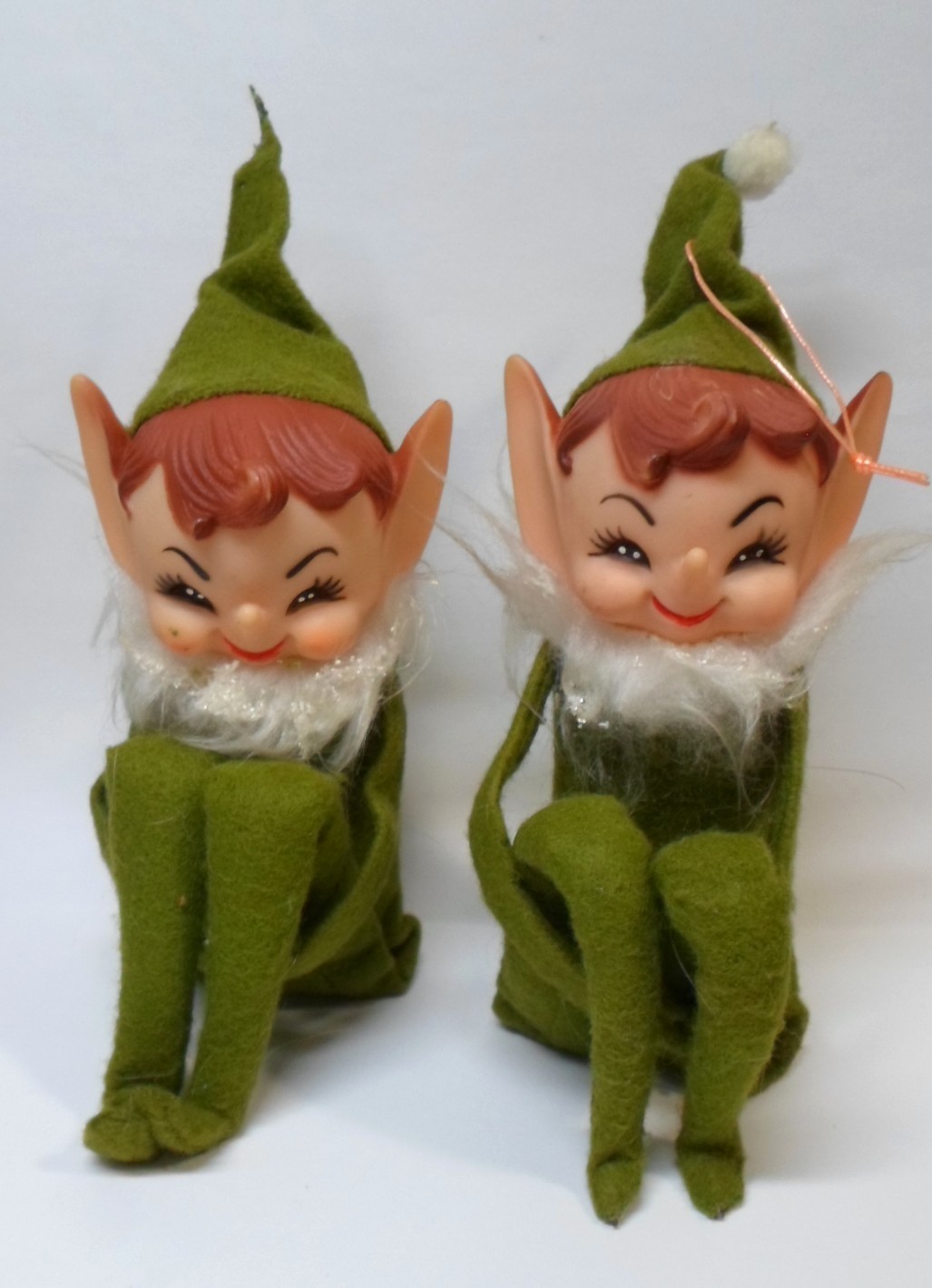 Pair of Vintage PIXIE KNEE HUGGERS / ELVES in Green Christmas Figurines 6