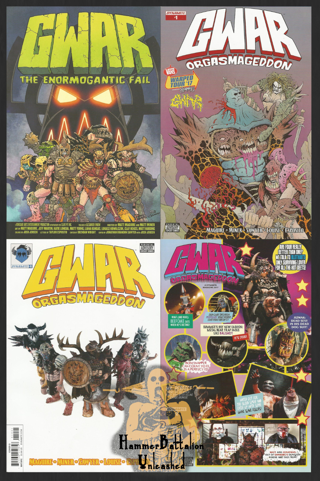 Gwar x4 NEW Comics Lot - Enormogantic Fail + Orgasmageddon #1, #1D, & #2C