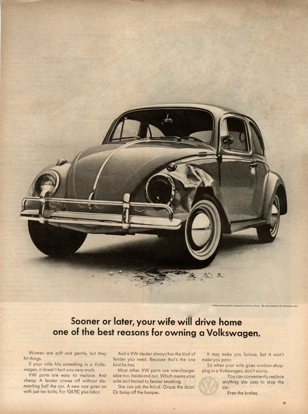 Volkswagen Beetle VW Bug Poster - VW Advertising Mid Century Wall Art 11x14”