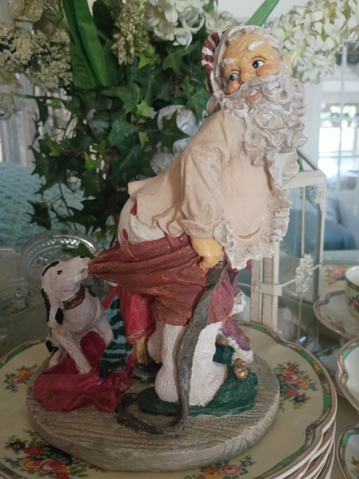 Vintage Whimsical Silly Santa With Naughty Dalmatians For Christmas