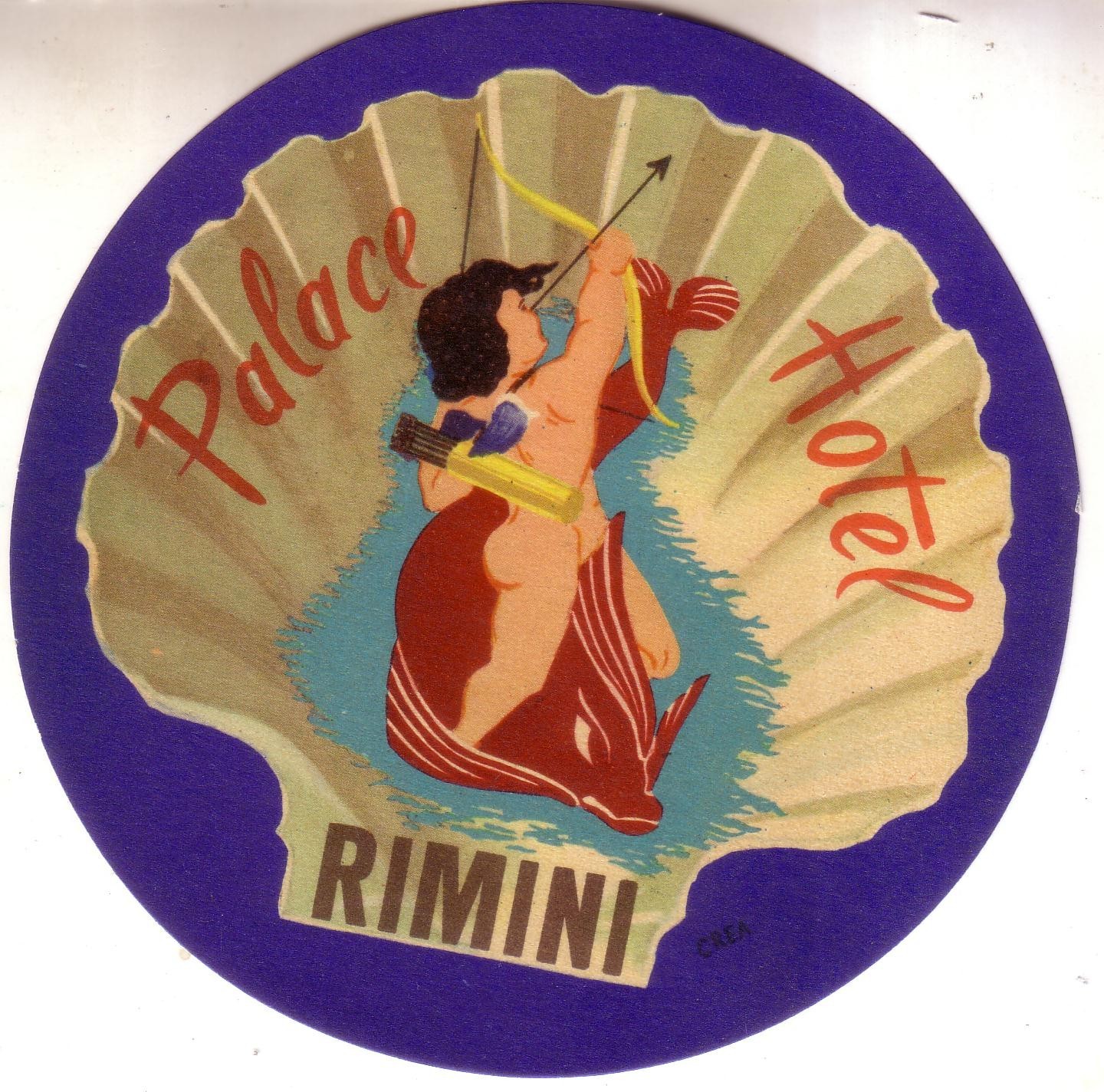 HOTEL LUGGAGE LABEL ,PALACE  HOTEL , RIMINI ,ITALIA DECO 1940