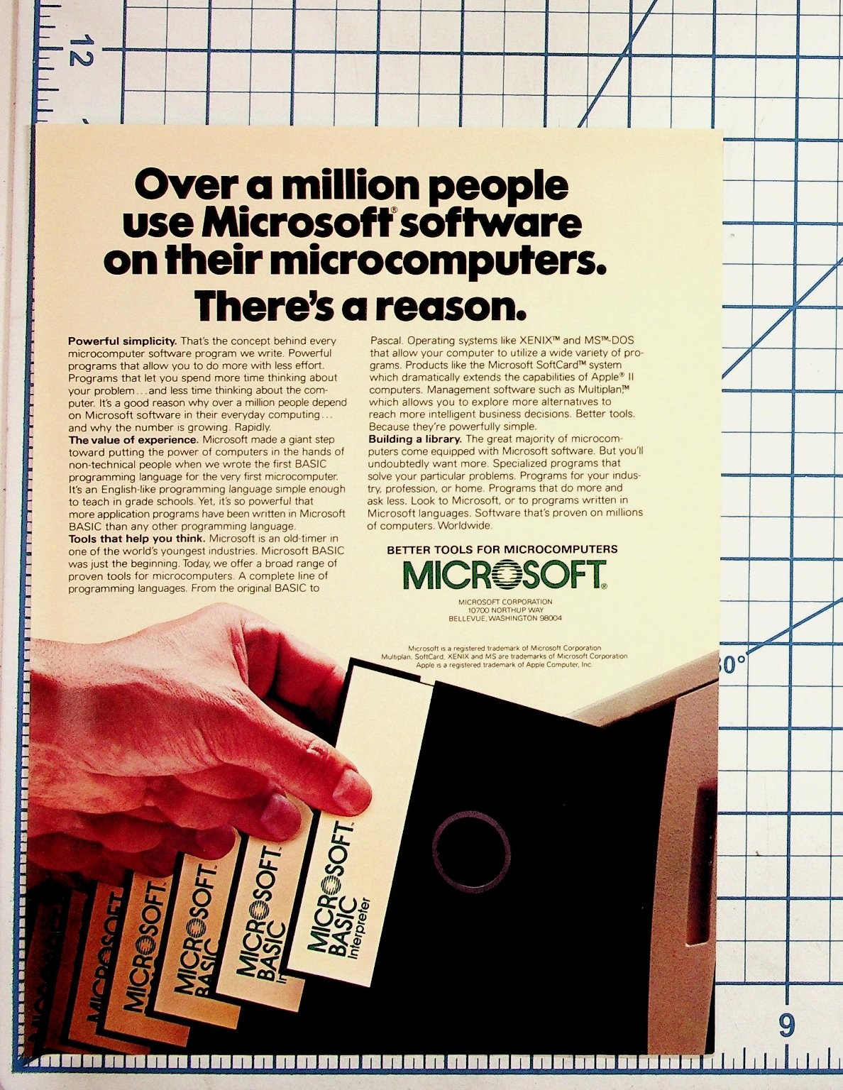 Vintage 1980s Microsoft BASIC Software Floppy Disk Computer Ad Ephemera
