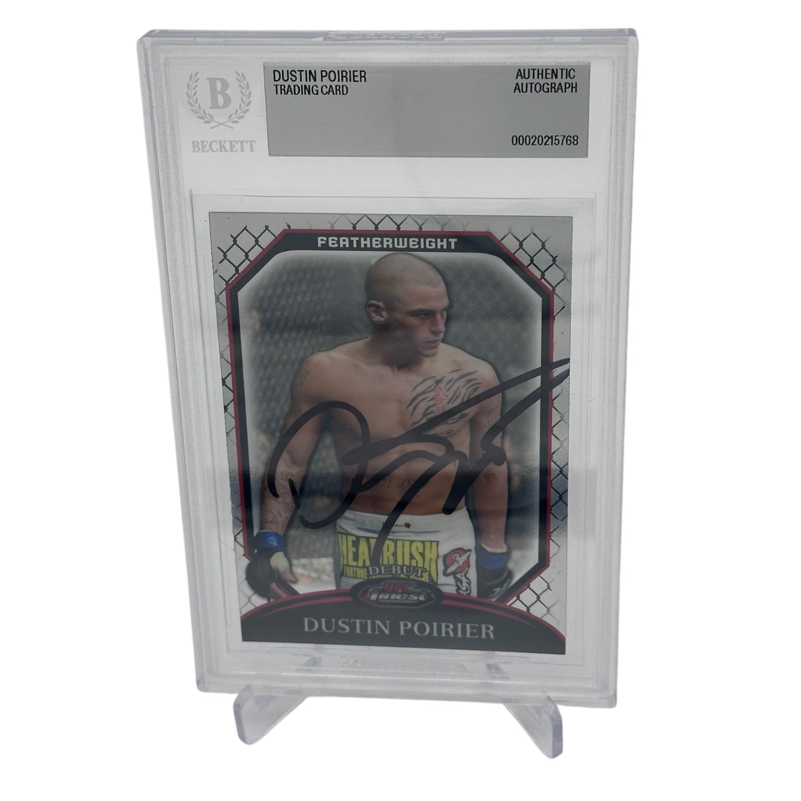Dustin Poirier Autographed UFC 2011 Topps Finest Debut #2 Rookie Card - Beckett