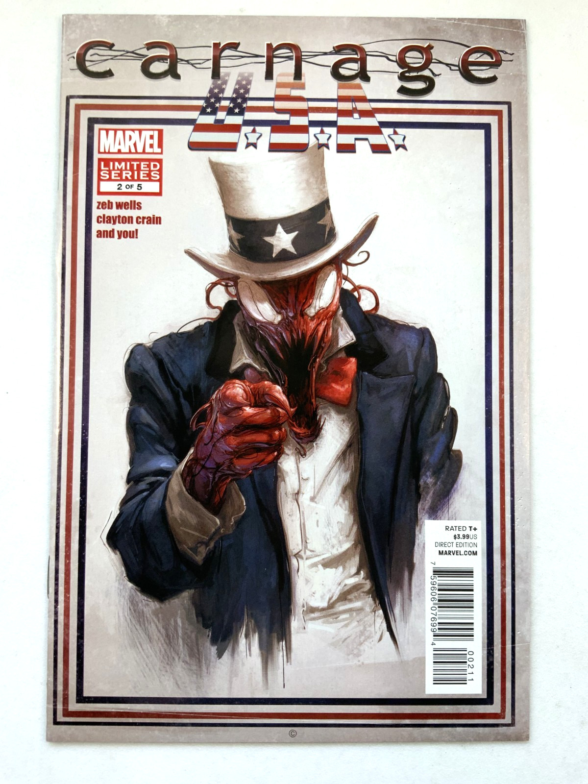 Marvel CARNAGE USA (2012) #2 Clayton Craw Iconic Cover NM- (9.2) Ships FREE