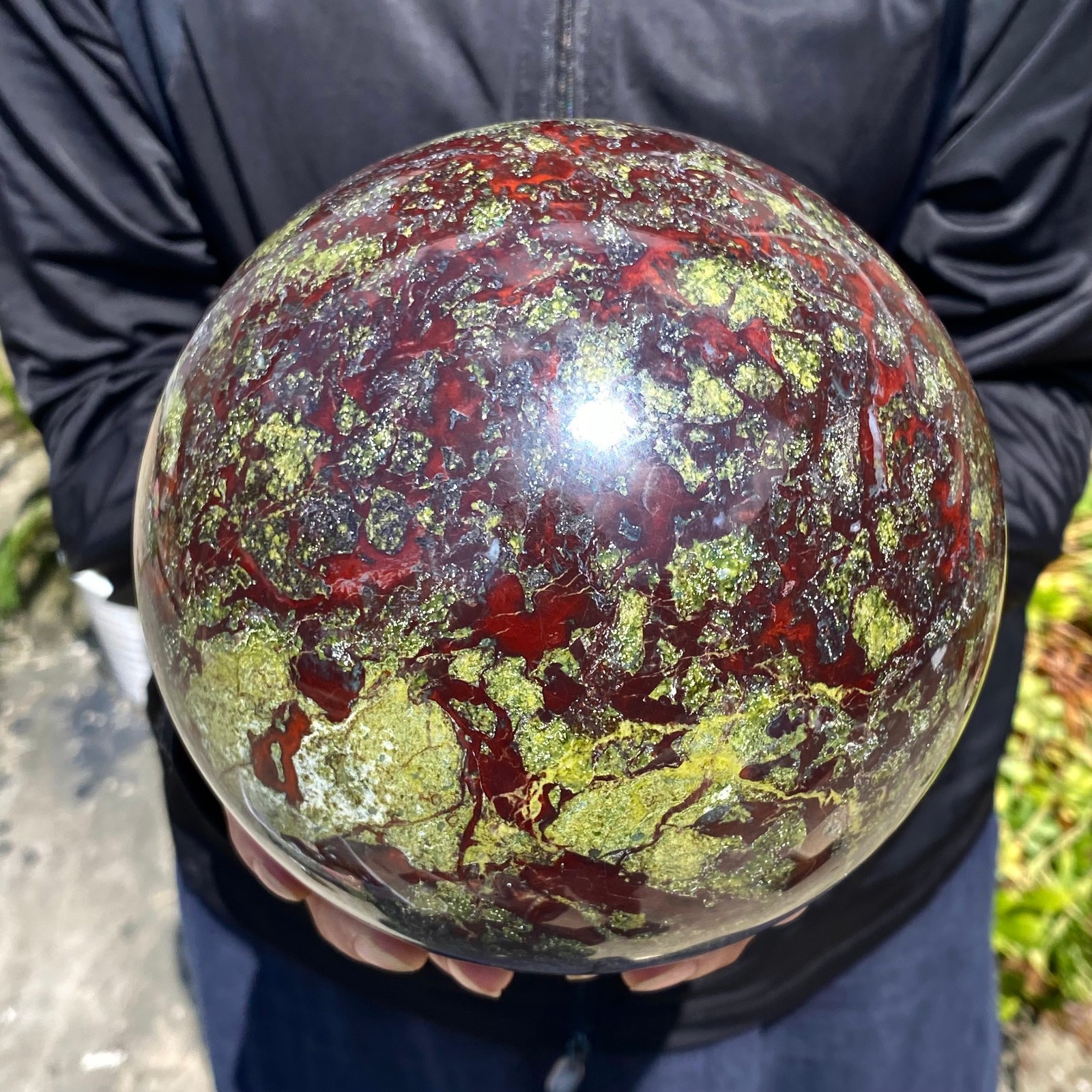 12.32LB Natural dragon blood stone quartz sphere crystal ball reiki healing