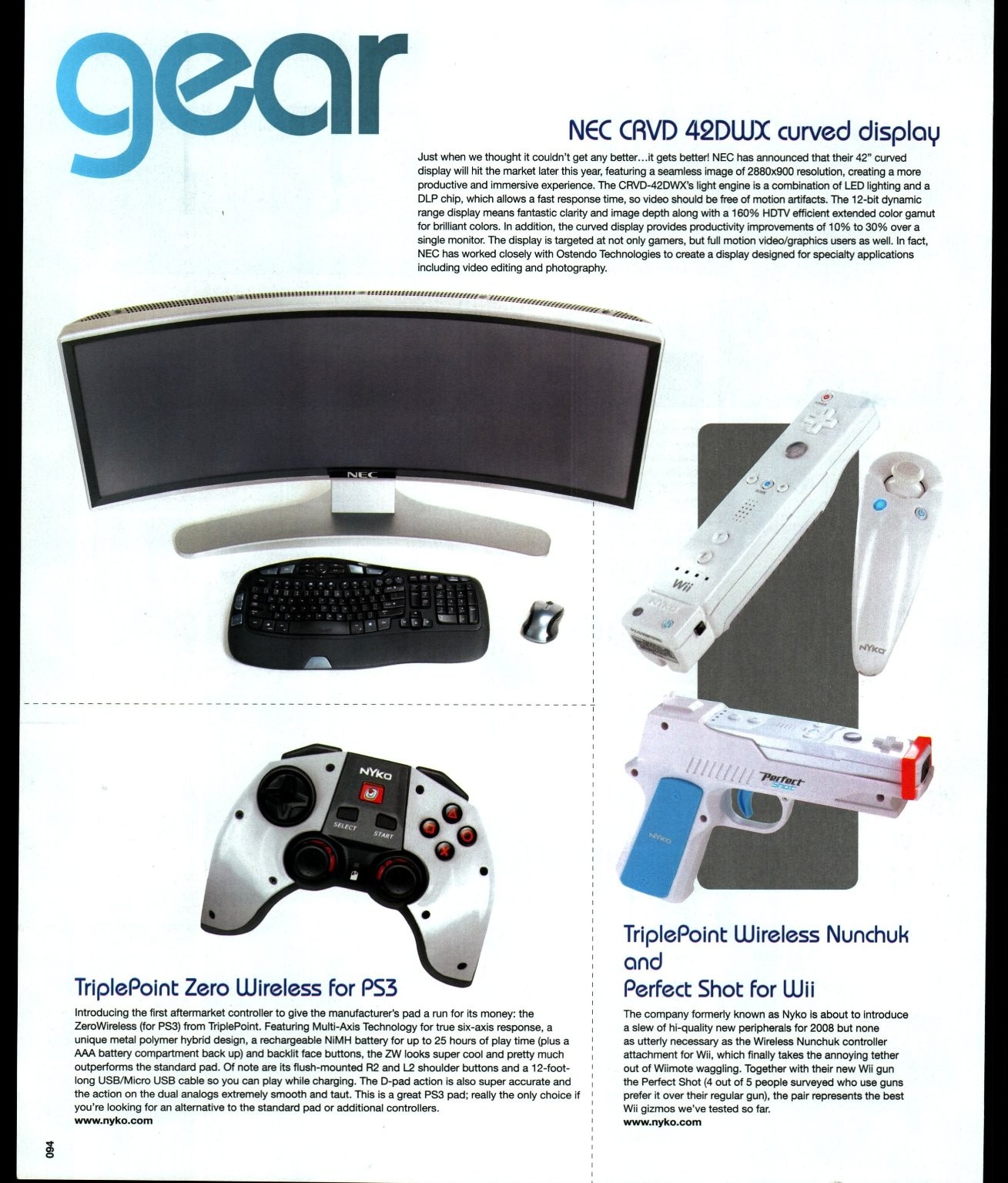 Triple Point Zero Wireless Nunchuk Wii Perfect Shot Magazine Print Ad Page 2008
