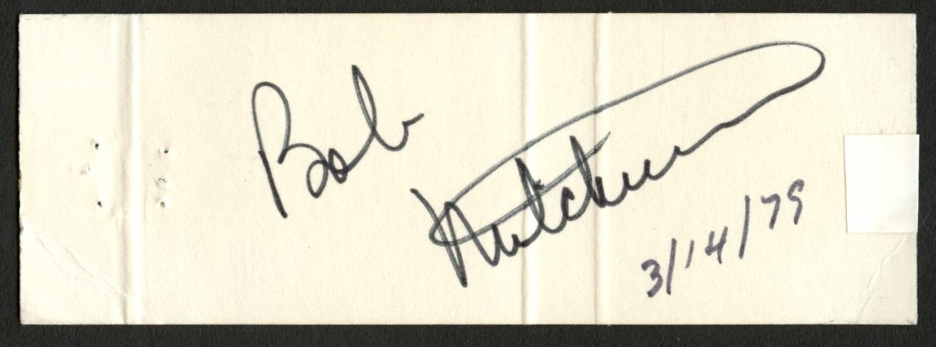 Robert Mitchum d1997 signed autograph Matchbook Cover Actor Author PSA Stickered
