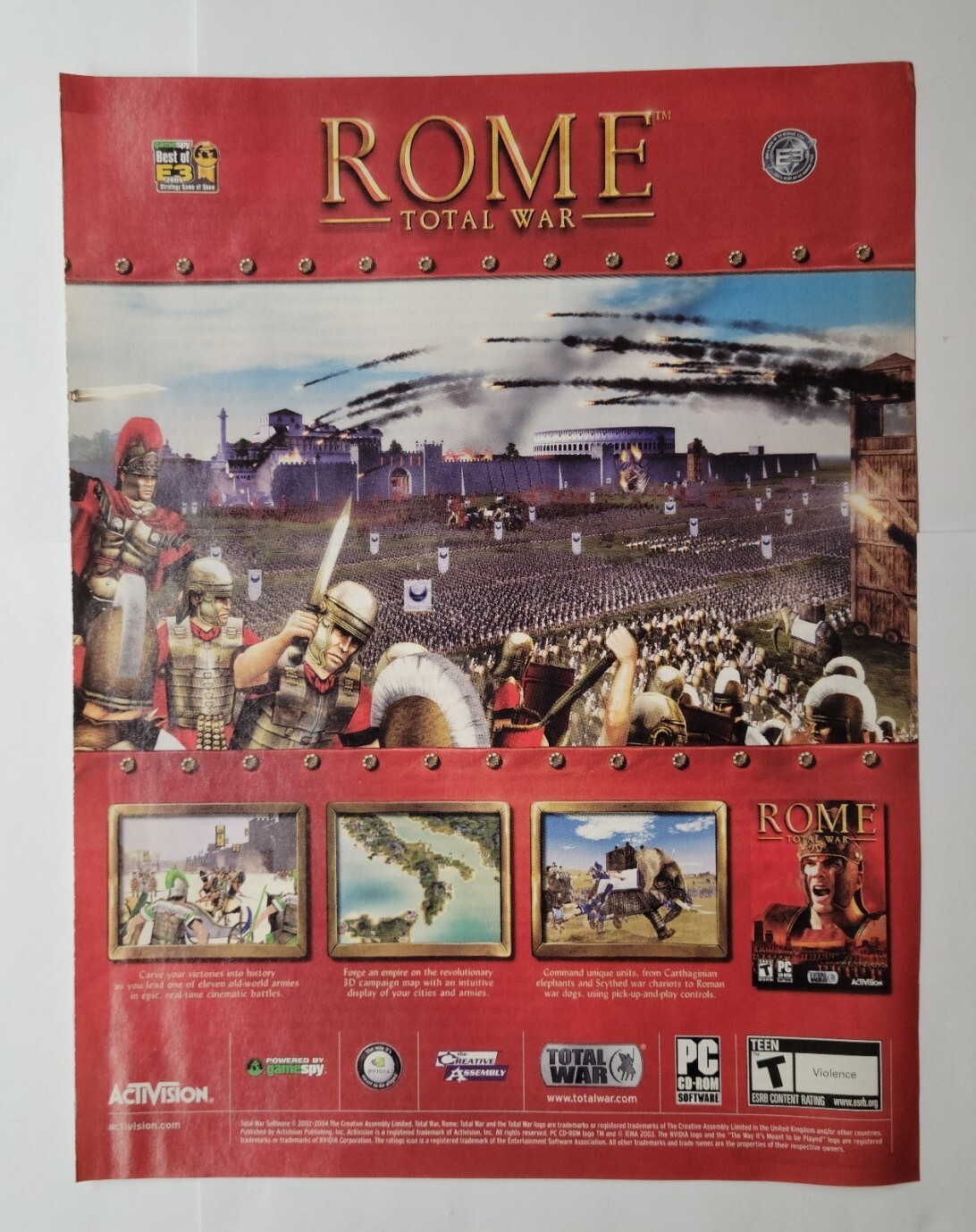 Rome Total War PC 2004 Video Game Magazine Print Ad 