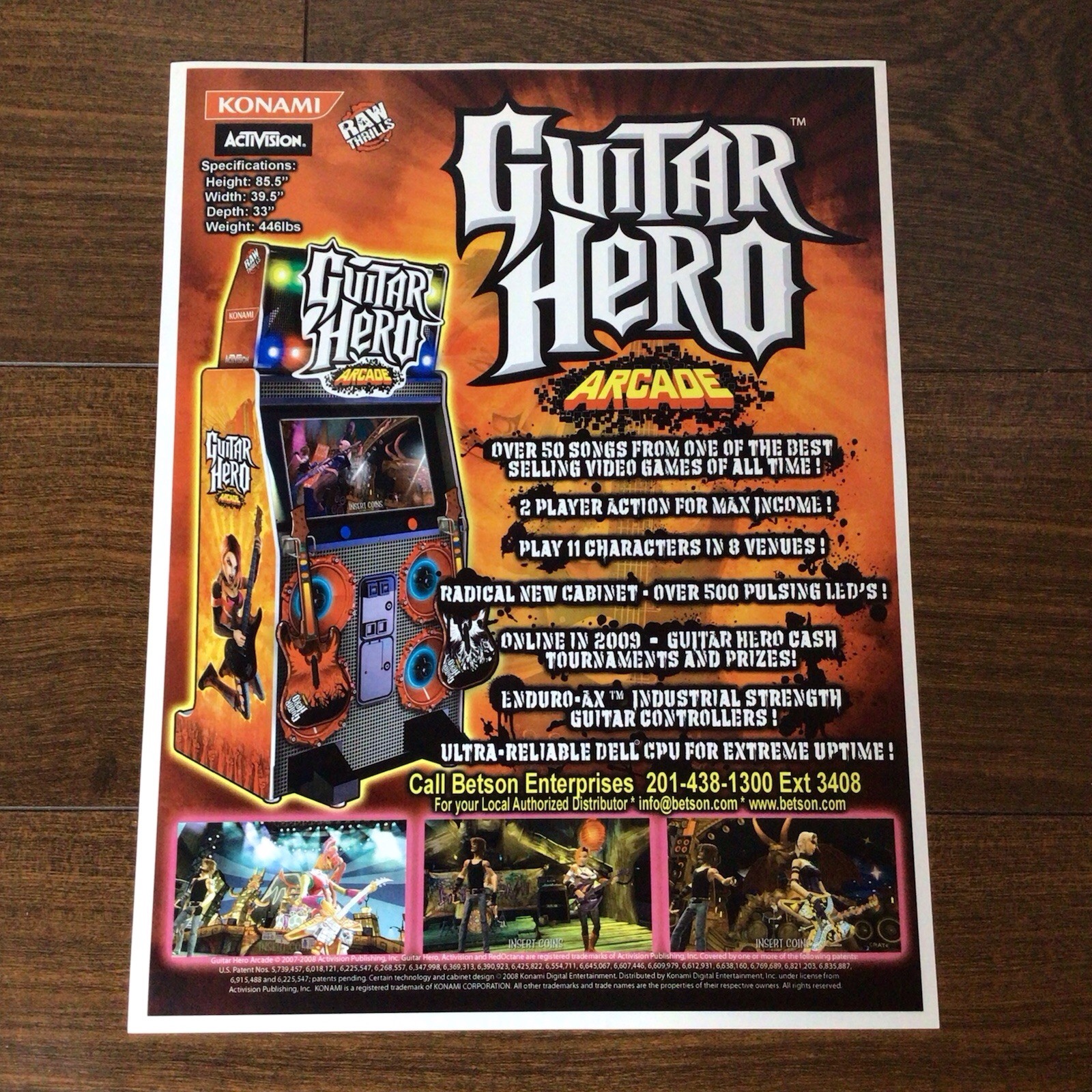Guitar Hero Arcade Flyer Ad Sheet Poster Video Game Rock Music Konami Activision