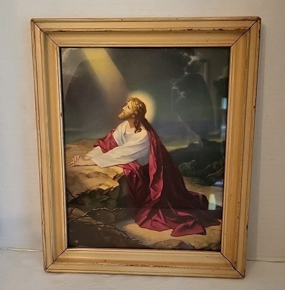 Vintage Jesus Praying In The Garden of Gethsemane 12 X 10