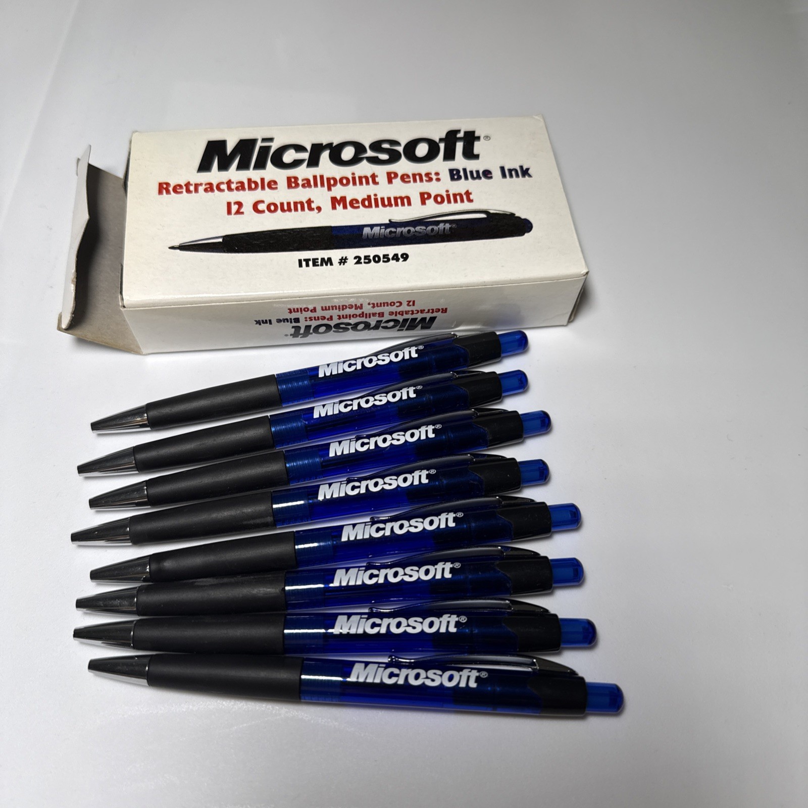 Lot Of 8 Microsoft Employee Ball Point Pen (Early 2010s) Collector Blue Version