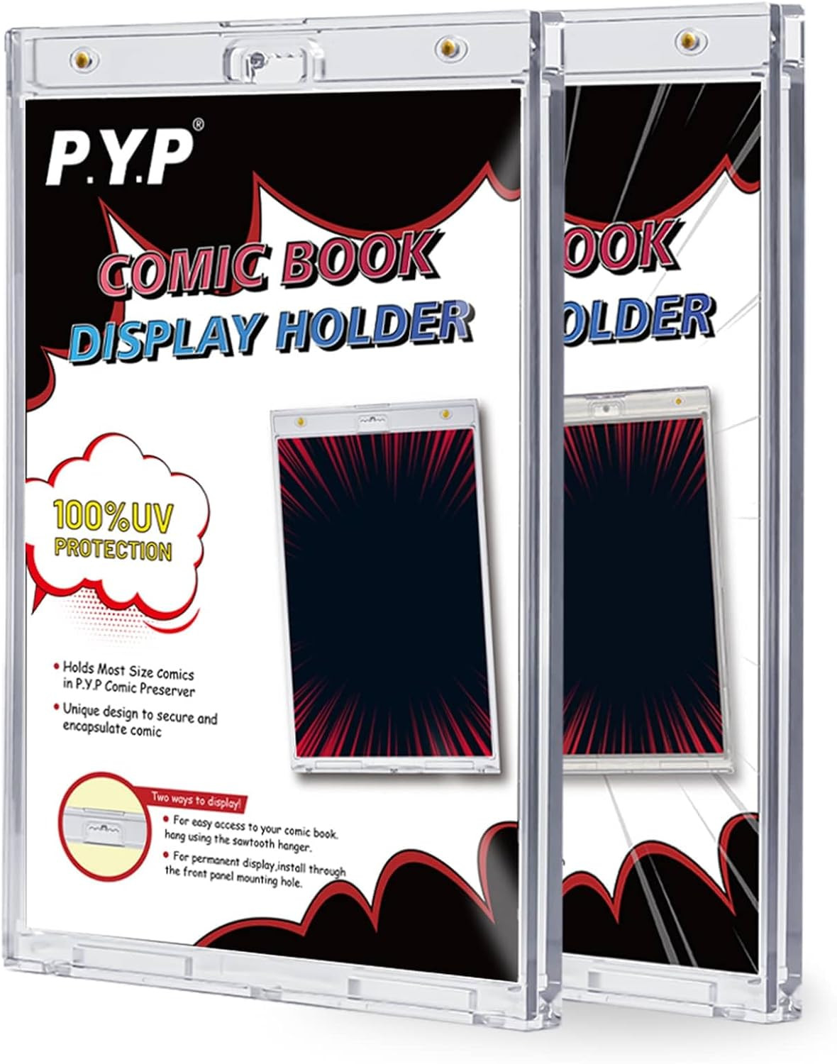 2Ct Magnetic Comic-Book Display Cases - Crystal Clear One Touch Comic Book