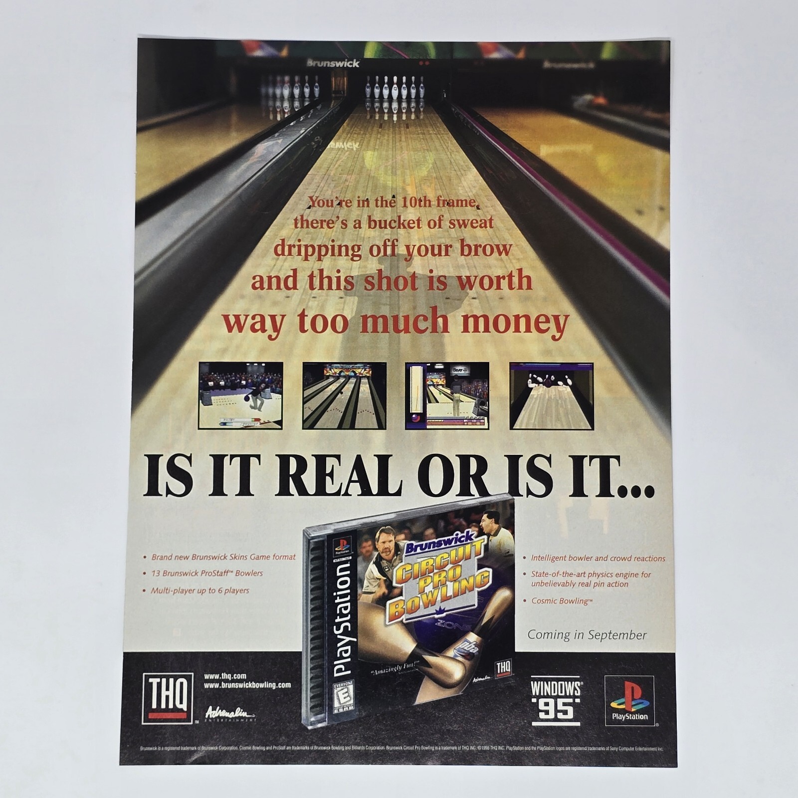 Brunswick Circuit Pro Bowling PS1 PC Is It Real Print Ad/Poster Official Promo