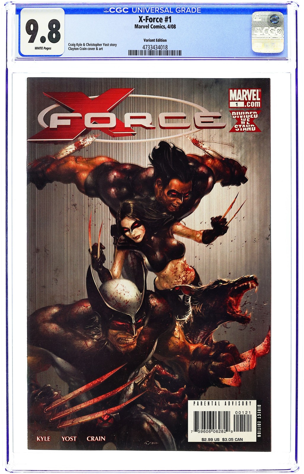 X-Force 1B Crain Bloody Variant CGC 9.8 2008 4733434018