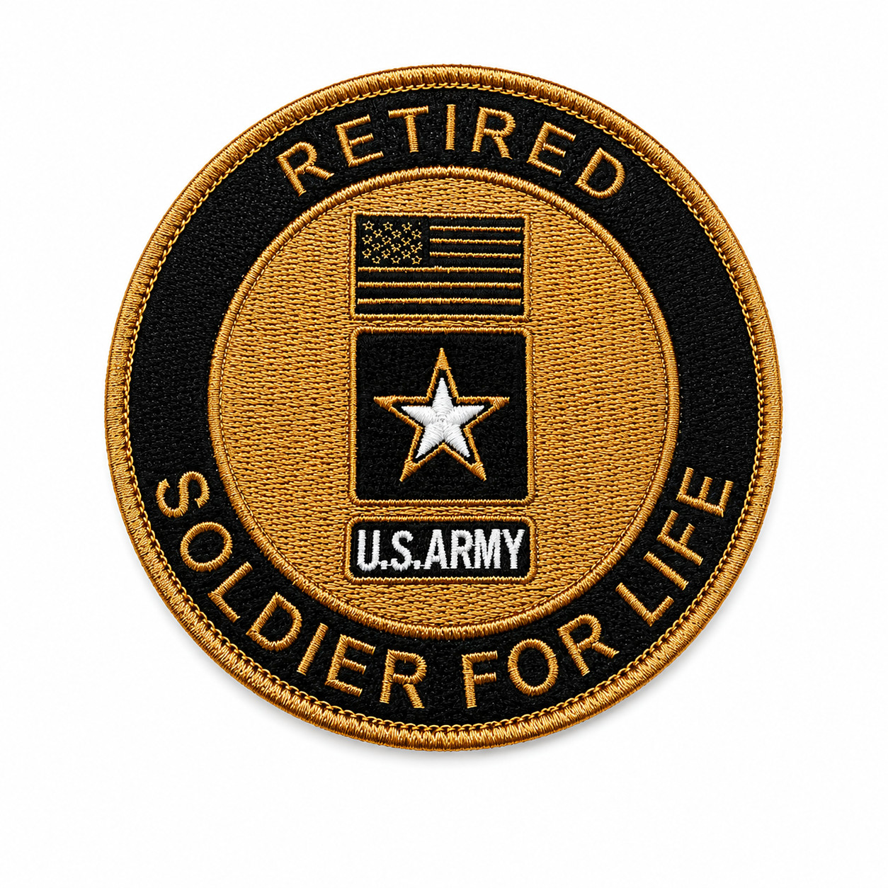 Retired U.S. Army Patch Hook Back Soldier for Life Veteran Embroidered