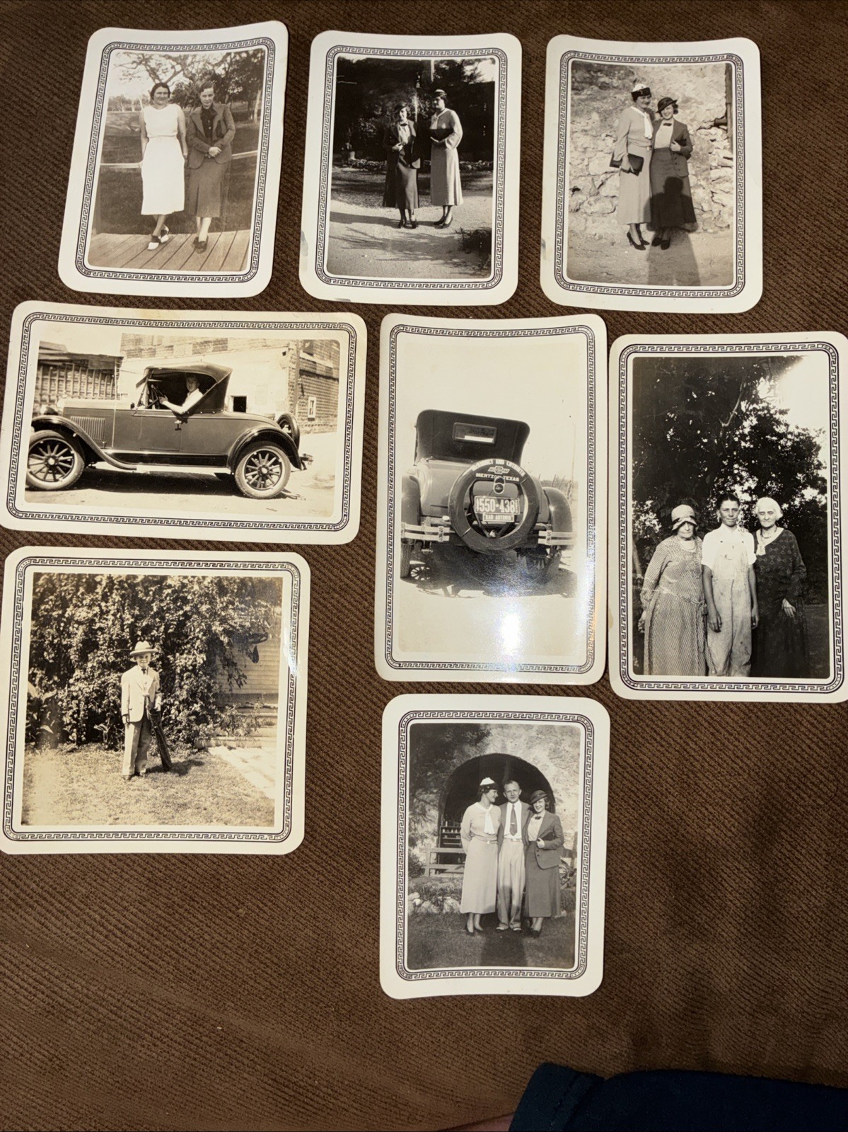 Vintage 1920s-1930s Photo Snapshot Lot (8pc) - Fox Tone Borders, Antique Cars