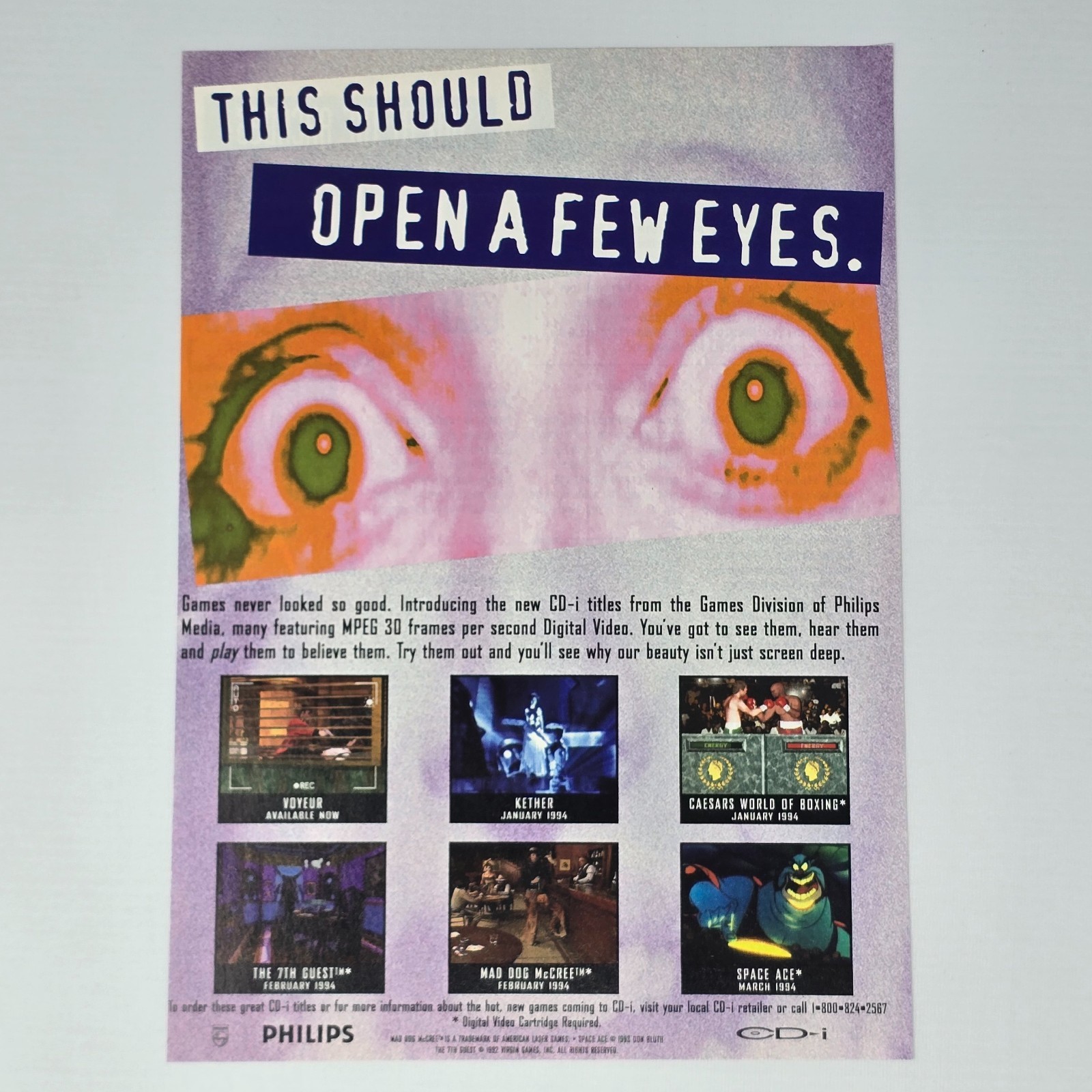 Phillips CD-i Games Voyeur Space Ace 7th Guest Kether Print Ad/Poster Promo Art