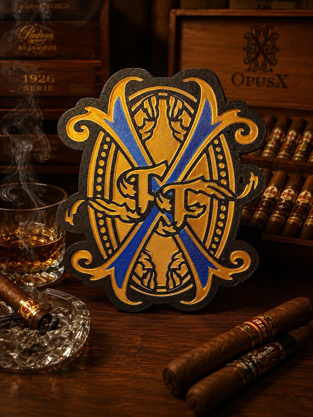 New Arturo Fuente Opus X Blue 20th Anniversary Logo Sign Cigar Art Wall Store Ad