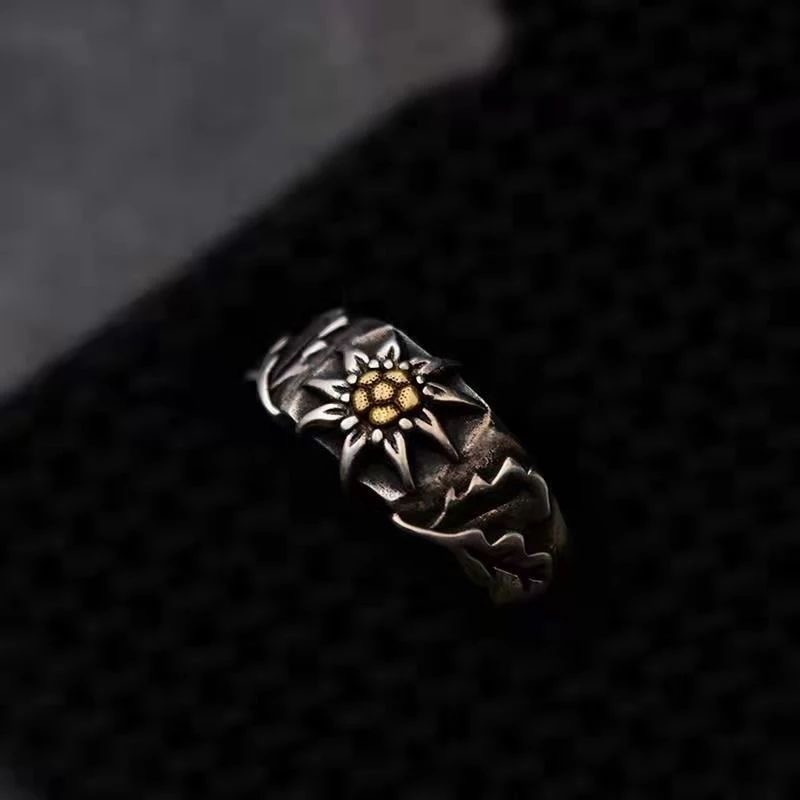 WWII GERMAN Edelweiss RING Adjust Size