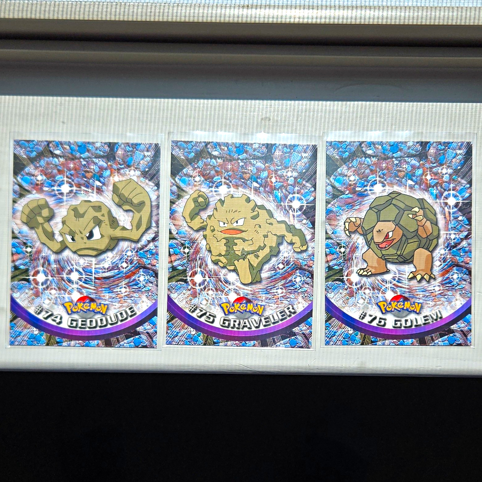 Topps Pokémon 1999 TV Animation Edition #74-76 Geodude Graveler Golem 3 Cards