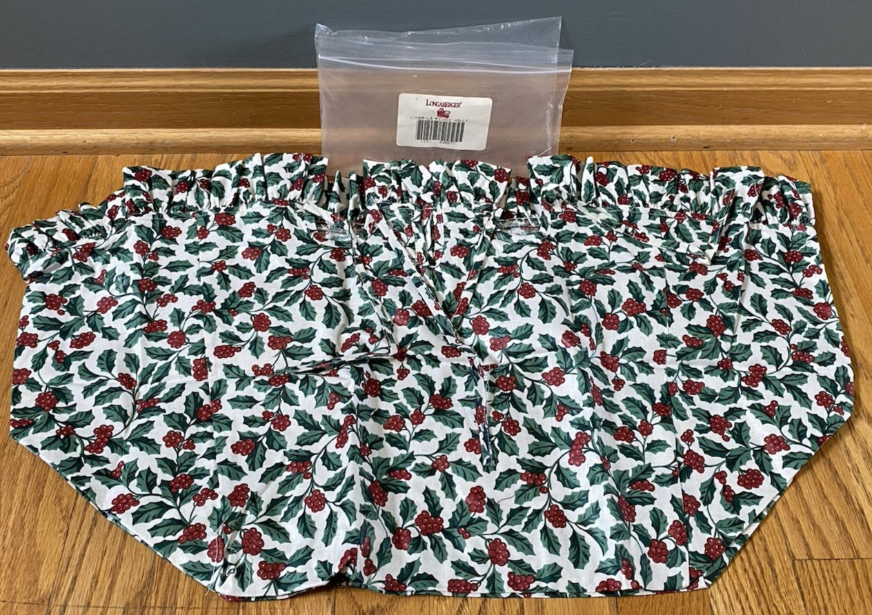 Longaberger Traditional Holly Large Picnic Basket Liner 230277 New Christmas