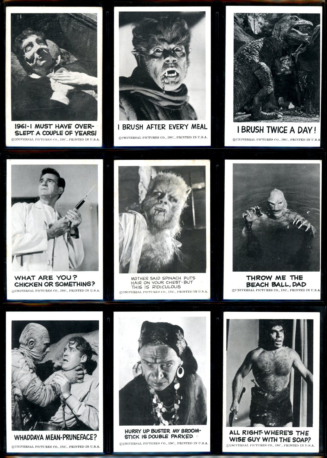 1961 LEAF SPOOK STORIES Horror 1ST SER FULL 72 CARD SET EX+ Universal Pictures
