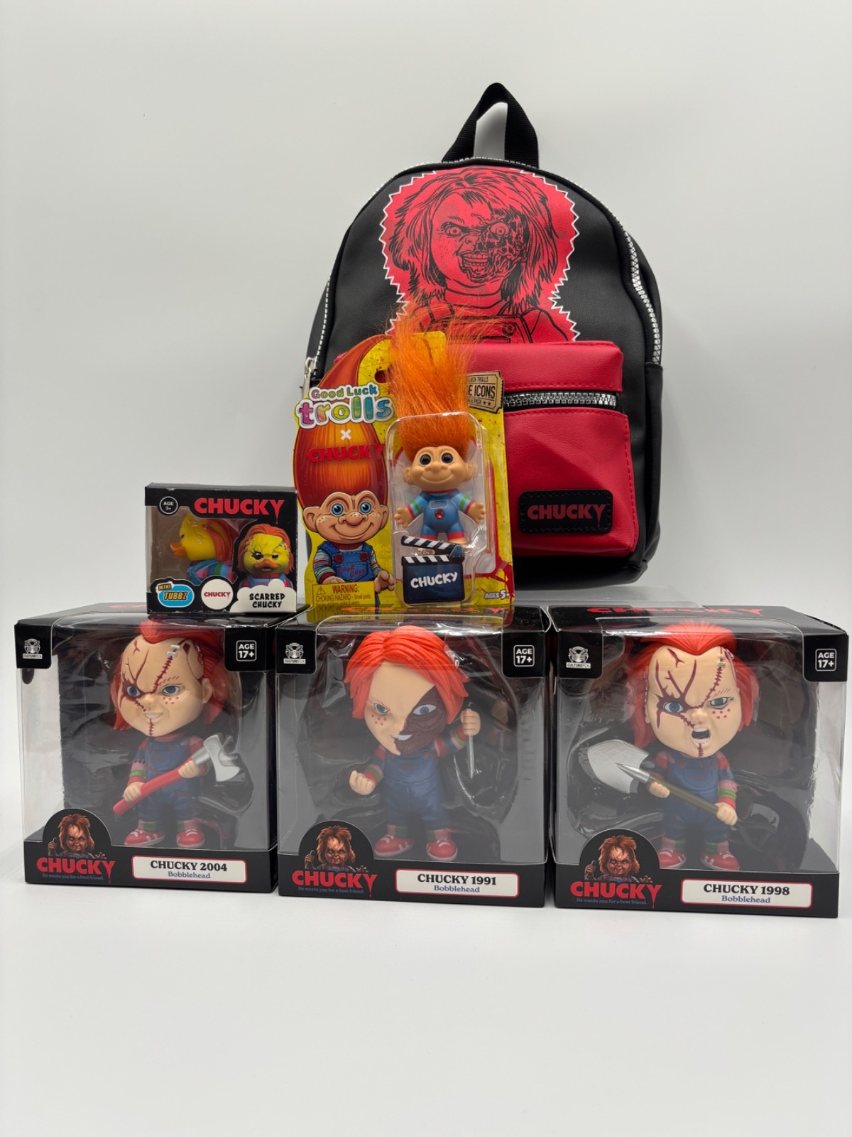 Chucky Bundle 1- Mini Back pack- Full Set of 3 Culture Fly Fig- 1 Tubbz- 1 Troll