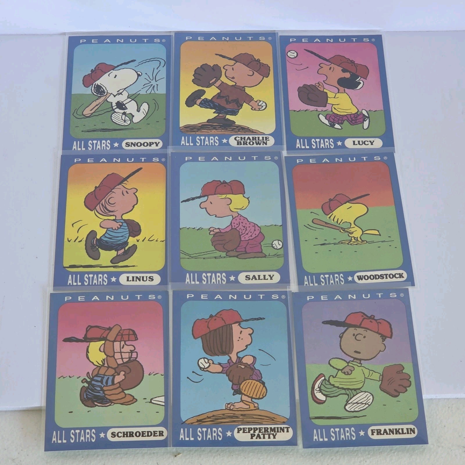 1990's Ziploc Peanuts All-Stars Charlie Brown Baseball 9 Card Set (Complete)
