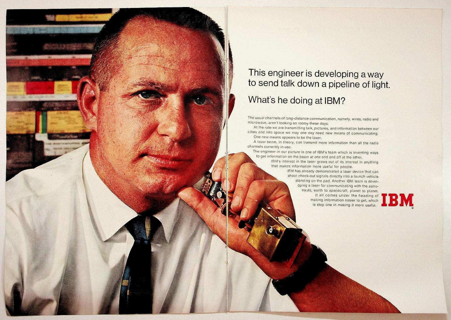 Vintage 1960s IBM Laser Communication Engineer Technology Ad Ephemera