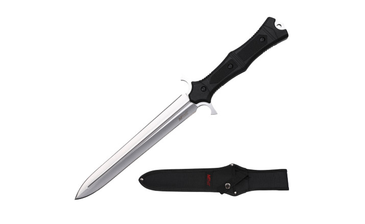 MTech USA Tactical Dagger Fixed Blade Knife Silver Combat Sheath 15\