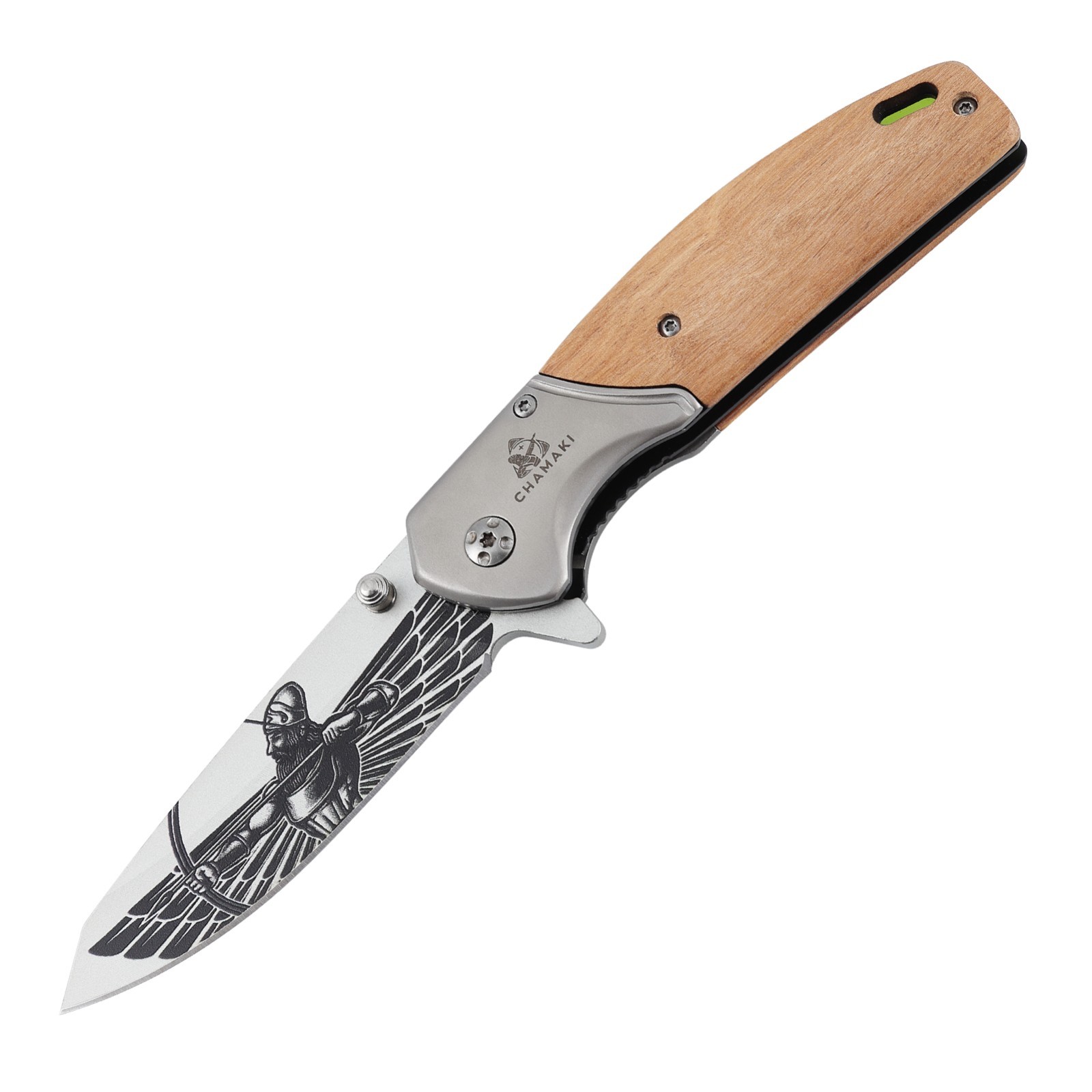 Chamaki Civilization Folding Knife Wood Handle EDC Pocket Knife Gift Ready