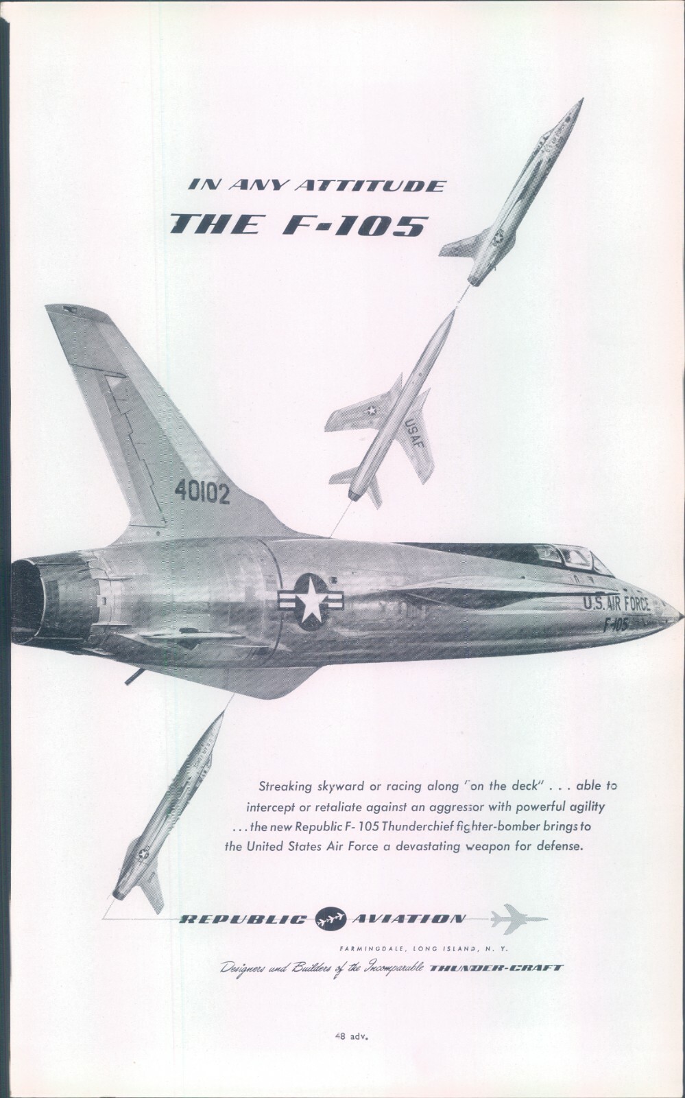 1959 Republic Aviation f-105 fighter full page advert from Janes Aircraft 1959