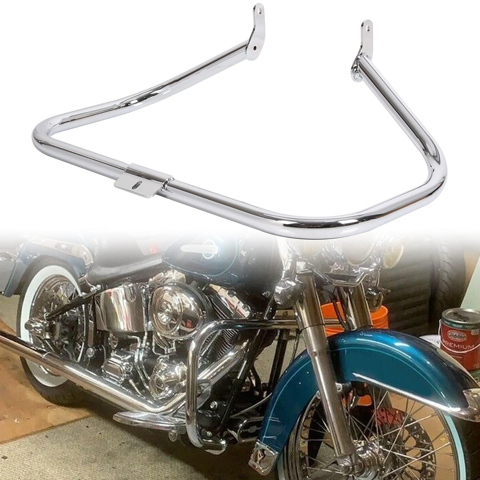 ECOTRIC Chrome Engine Guard Highway Crash Bar Compatible with 2000-2017 Harle...