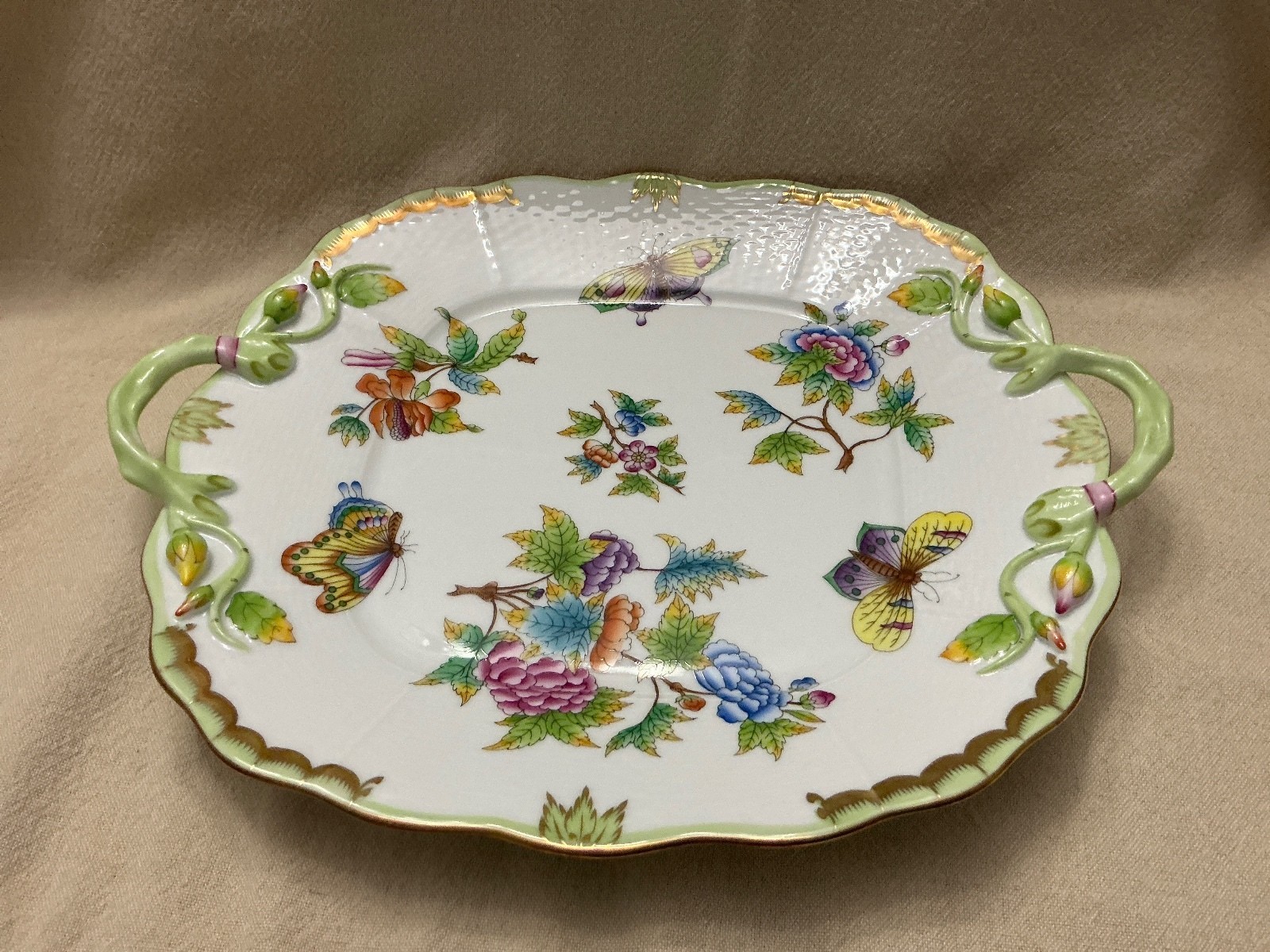 Herend porcelain handled cake plate