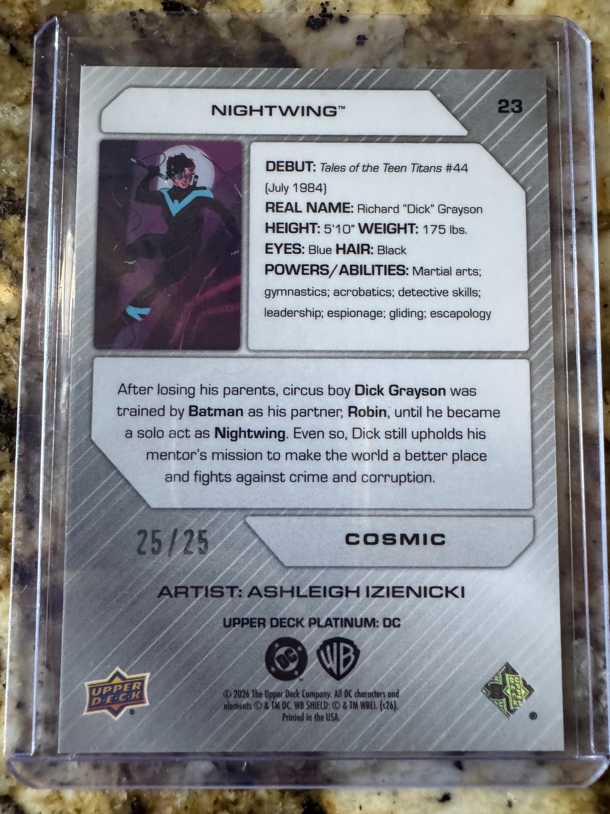 2026 UD DC Platinum 2026 Nightwing Cosmic #25/25 - Print Line in Middle