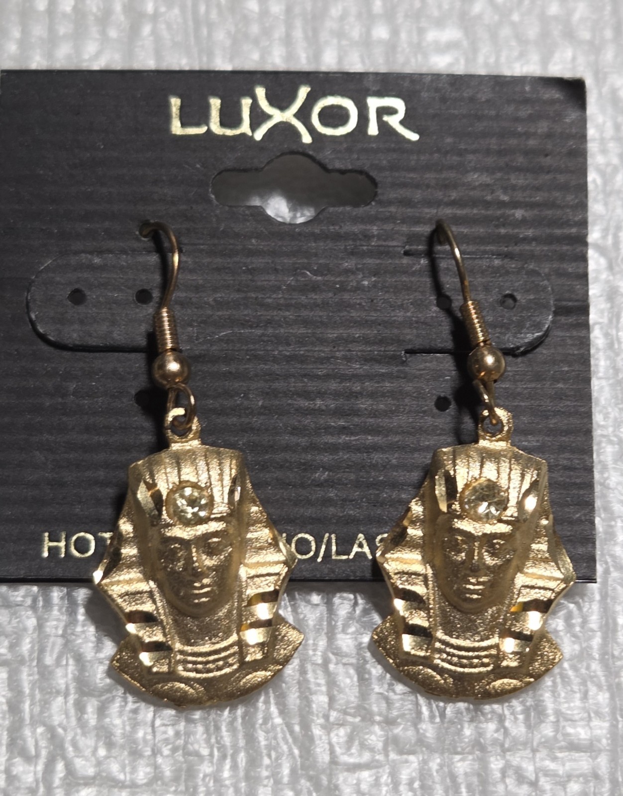 ​NOS Vintage Luxor Hotel Casino Las Vegas King Tut Pharaoh Earrings Carol Star