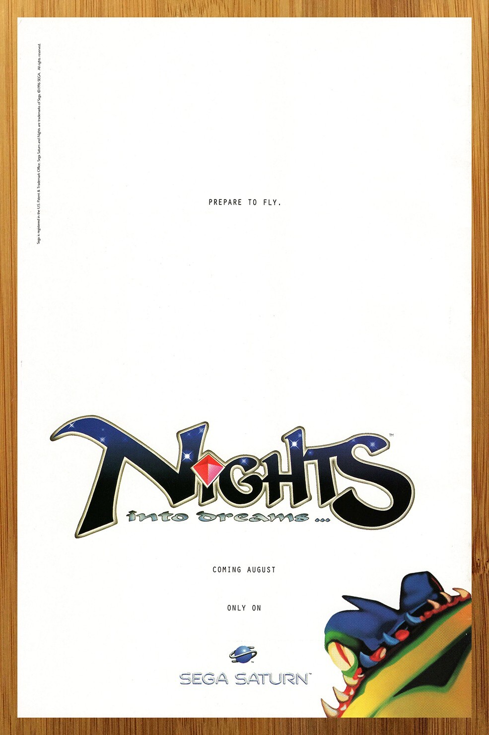 1996 Nights Into Dreams Sega Saturn Vintage Print Ad/Poster Video Game Promo Art
