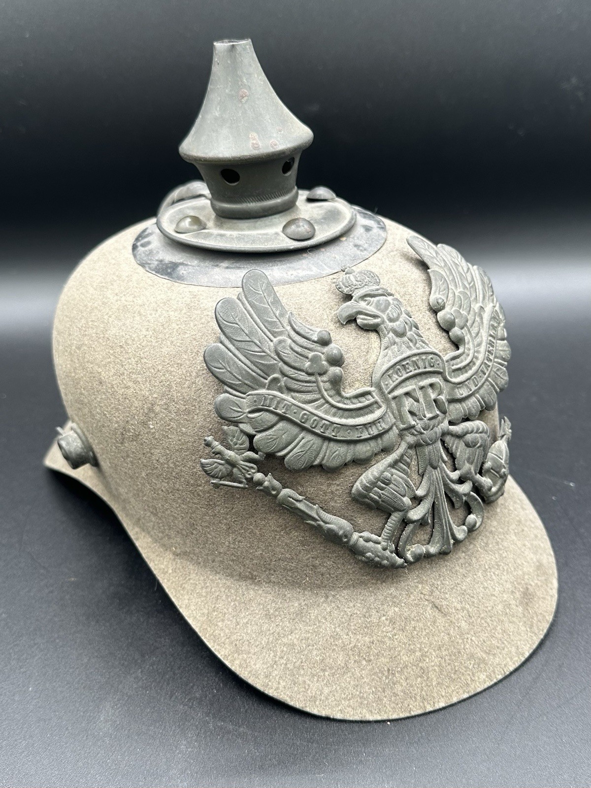 Original WWI German Picklehaubel Ersatz Early 1915 RARE with Ship Back Papers 