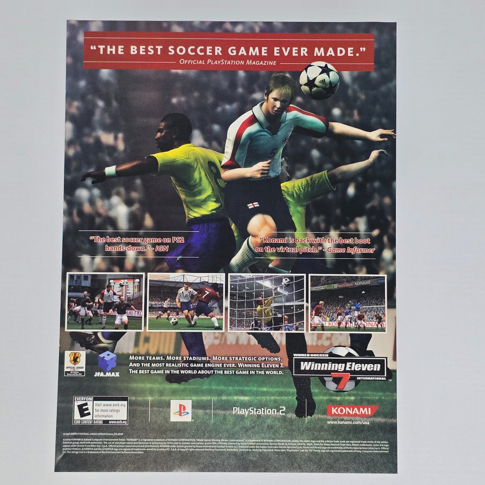 World Soccer Winning Eleven 7 PlayStation 2 PS2 Authentic Magazine Ad