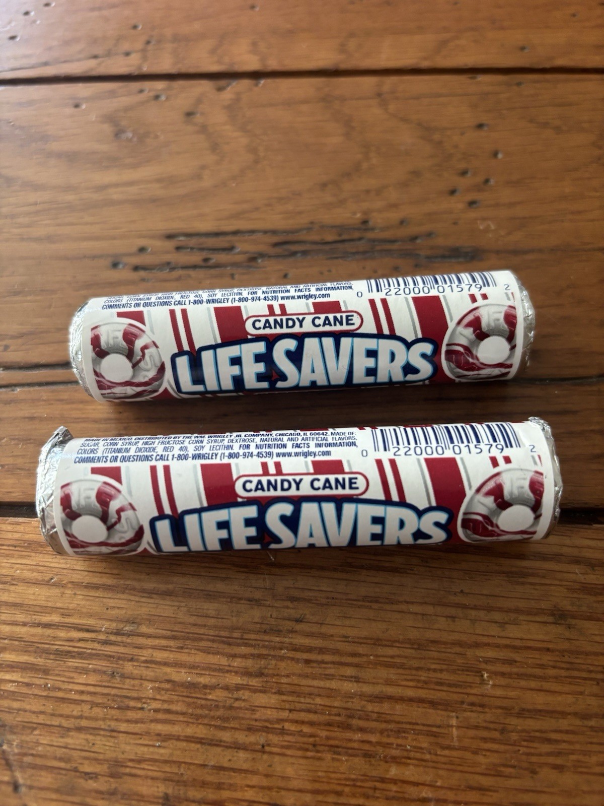 2- LIFE SAVERS Candy Cane Peppermint  ROLL CANDY Vintage & Rare