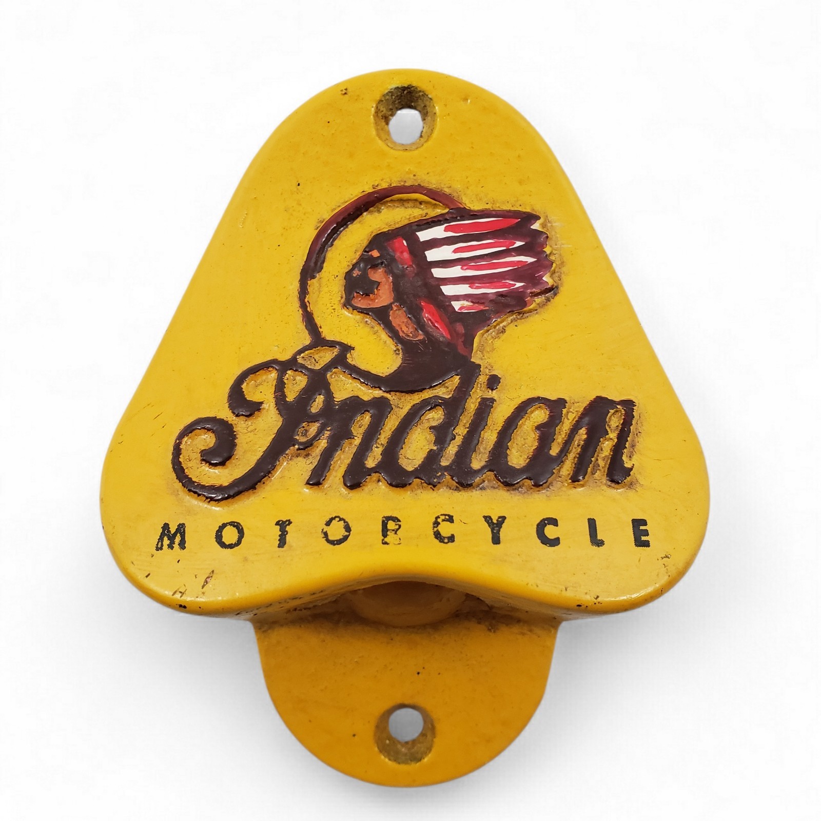 Yellow indian Vintage Wall Mounted Bottle Opener Cast Iron Bar Decor