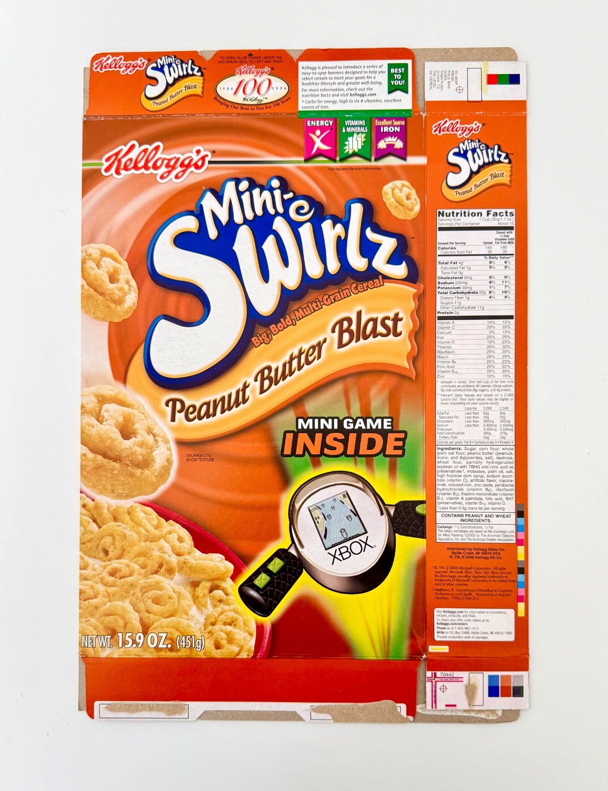 2006 Kellogg\'s Mini-Swirlz Cereal Box MICROSOFT XBOX GAME PREMIUM TOY