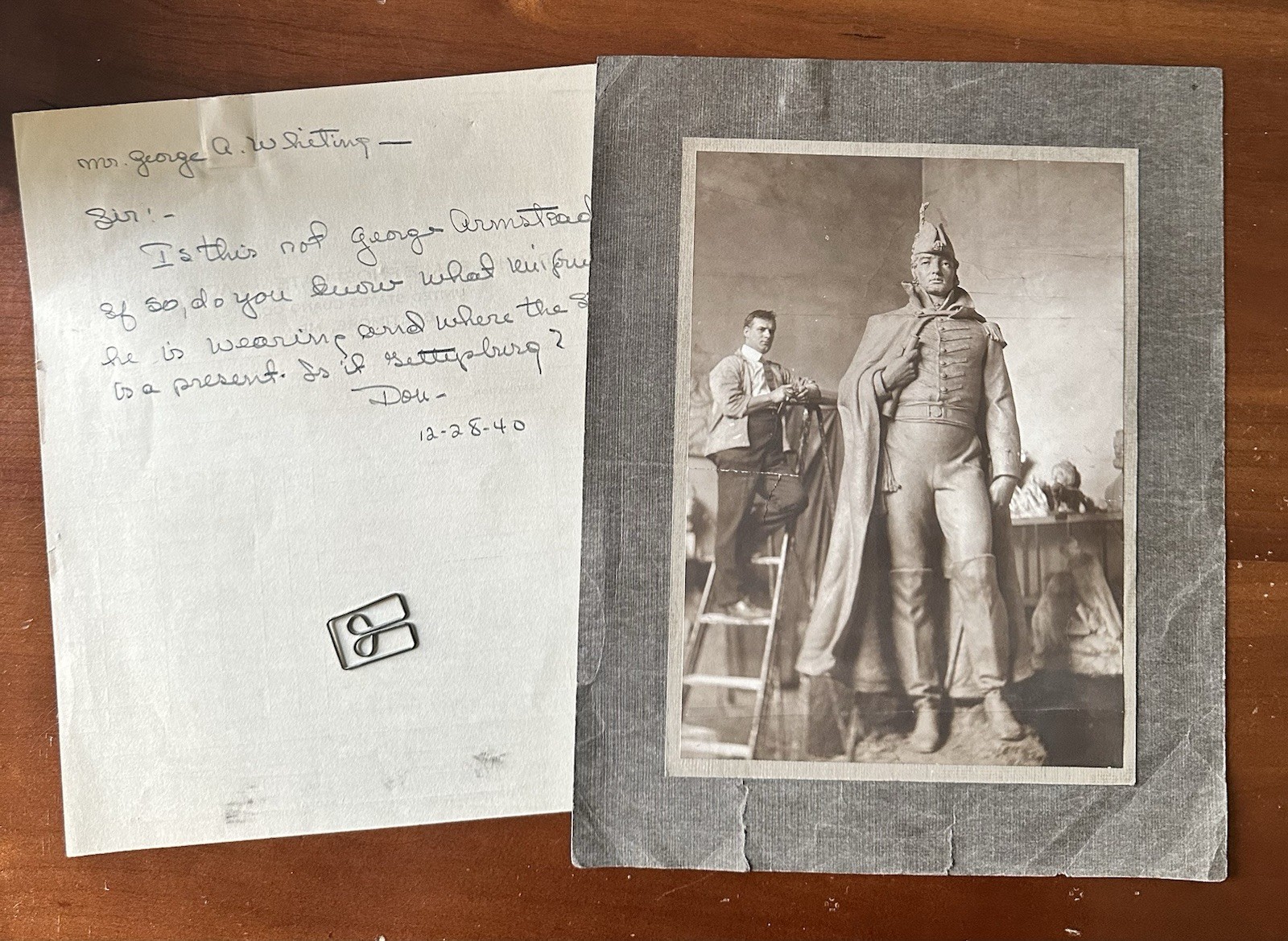 RARE 1914 Photo Baltimore Sculptor Edward Berge with Fort McHenry Sculpture ART